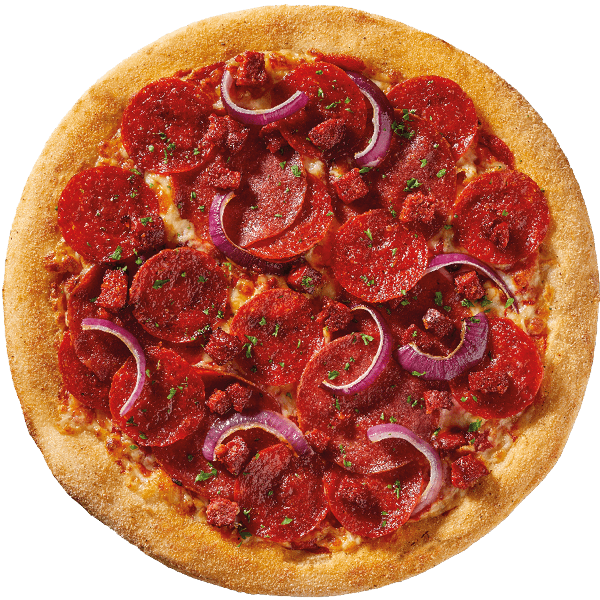 Triple meat deluxe pizza